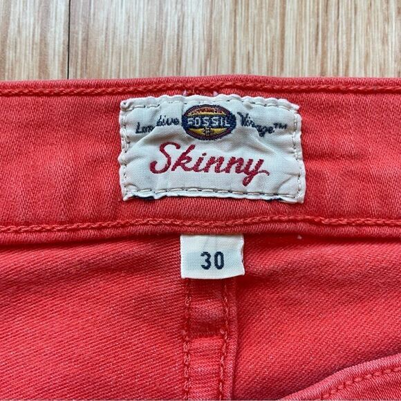 Fossil Coral Pink Red Skinny Jeans - Size: 30 - Picture 3 of 9